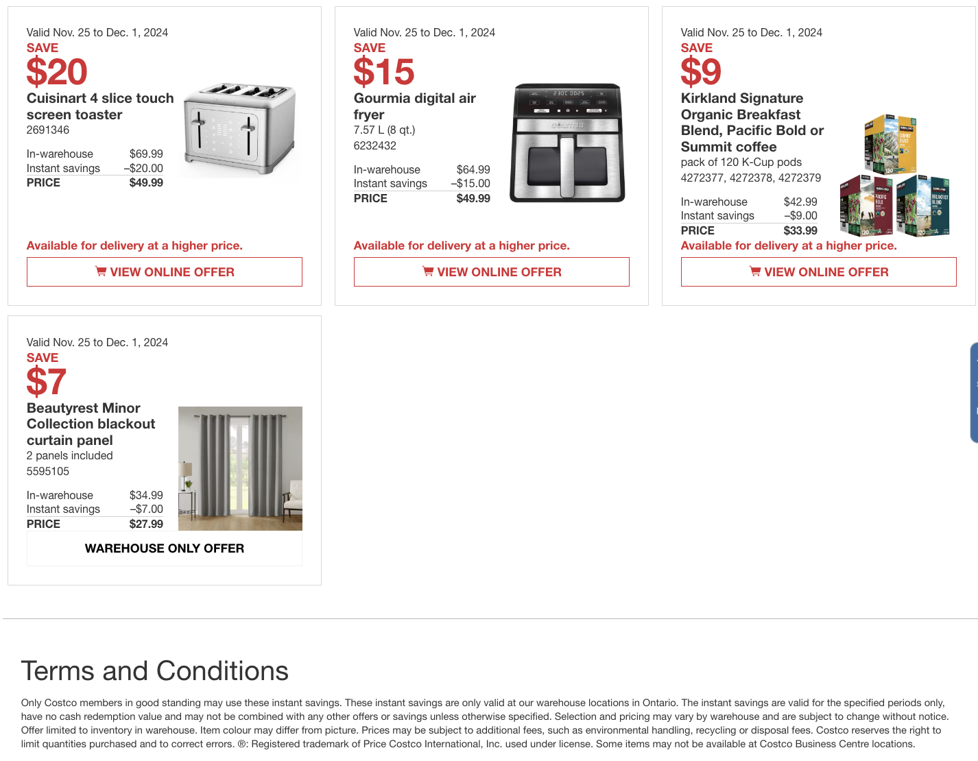 Costco Canada Black Friday Coupons/Flyers Deals at All Costco Wholesale